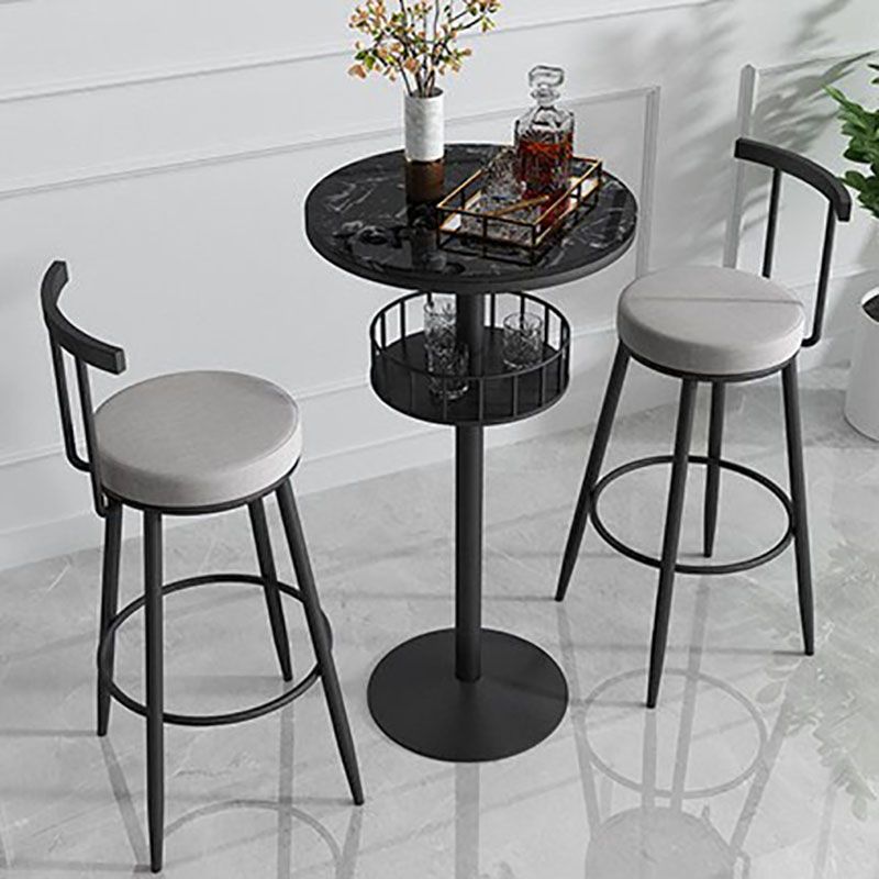Glam Style Marble Bar Table 42-inch Height Metal Base Bistro Table