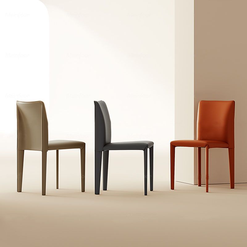 Designer Style Armless Chair Parsons Back Leather Chair for Restaurant