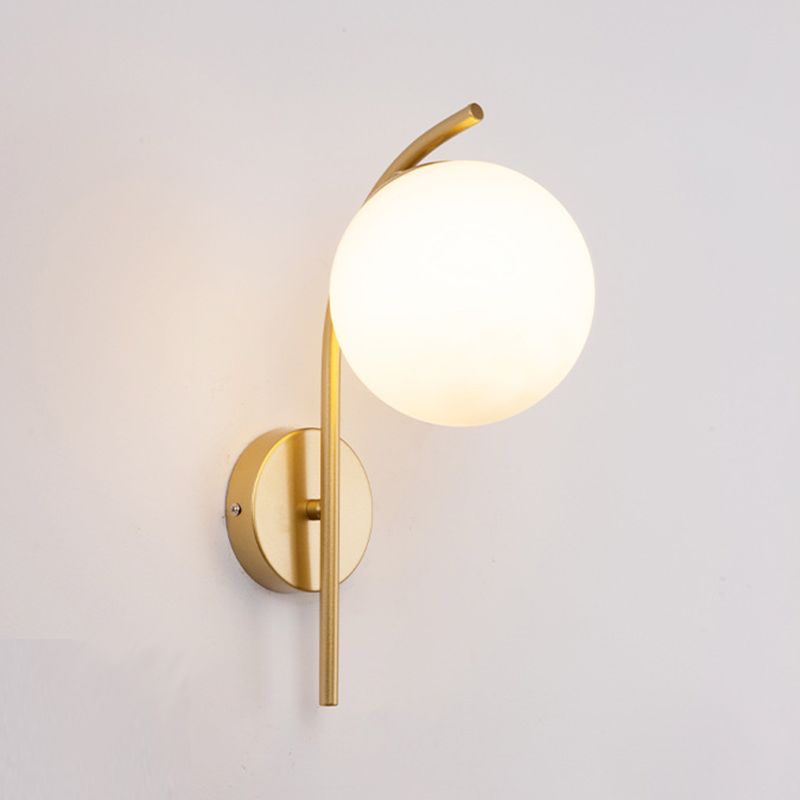 Casa de pared de lámpara de vidrio contemporánea 1 cabezal de metal de metal lámpara montada en la pared