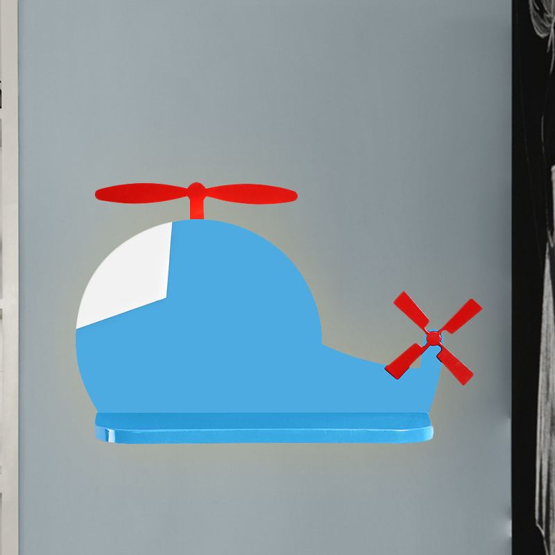 Illuminazione a muro di aeroplano cartone animato lampada scontata a parete blu in metallo in bianco/3 colori per la camera da letto per bambini