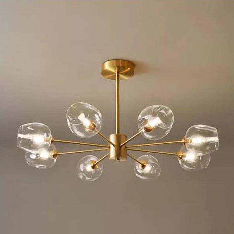 Zeitgenössische geometrische Kronleuchterleuchten Glas Kronleuchter Beleuchtung in Gold