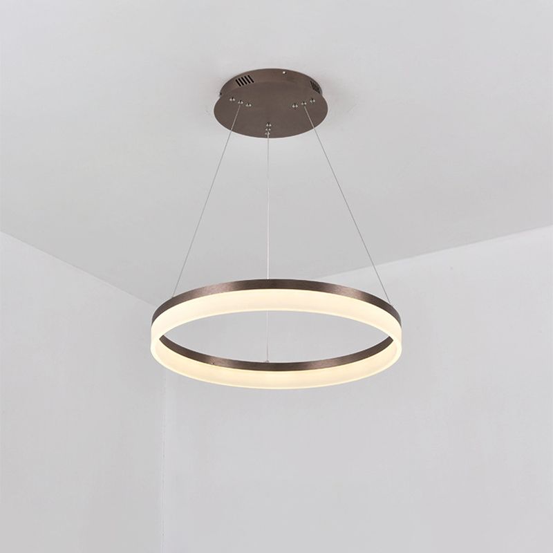 1/2/3-Tier Circle Chandelier Light Minimalistic Acrylic Brown LED Pendant Light Kit for Bedroom