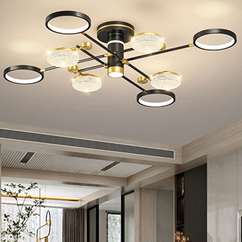 Modern Style Sputnik Semi Flush Mount Ceiling Light Multi Lights Metal Semi Flush Chandelier