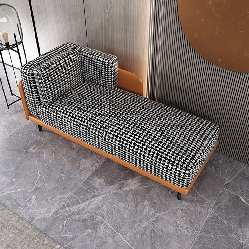 Cushioned Chaise Lounge Houndstooth Chaise Lounge Sofa with Arm