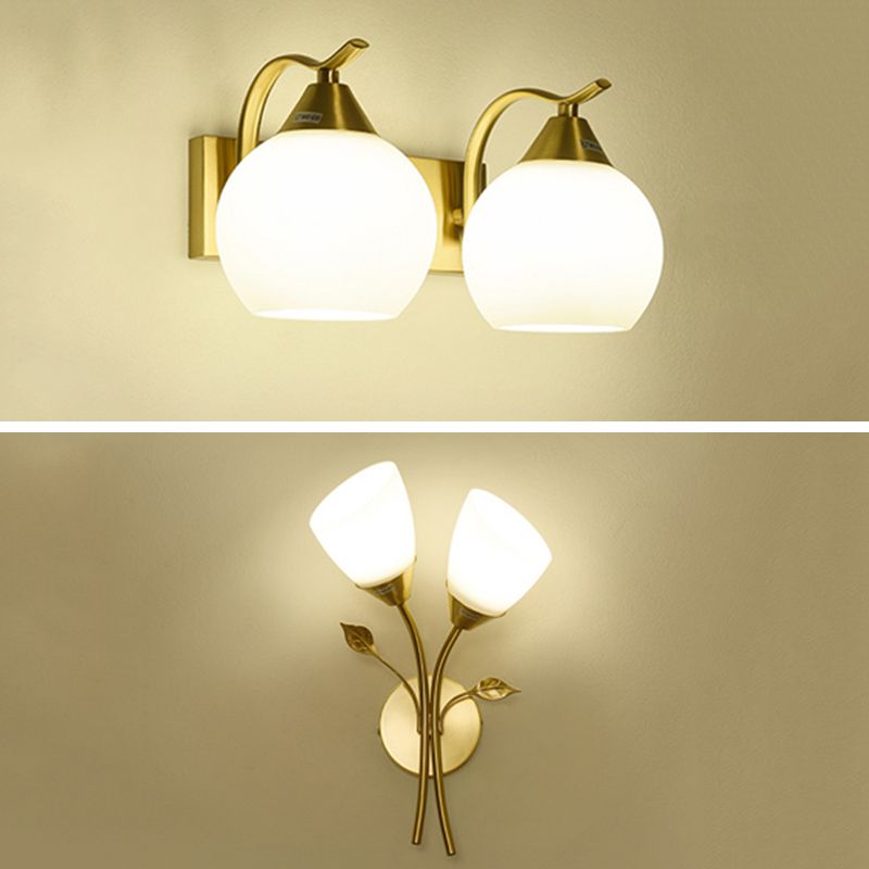 Unico illuminazione da parete in stile moderno in stile moderno 2 luci luci sconde in oro