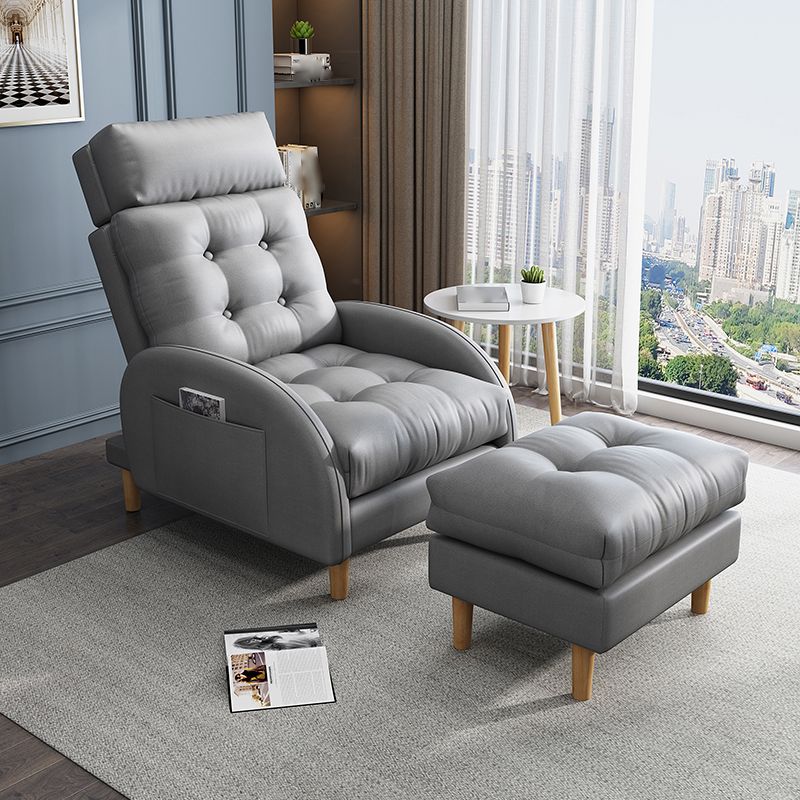 Contemporary Faux Leather Arms Included with Ottoman Lounge Accent Chair