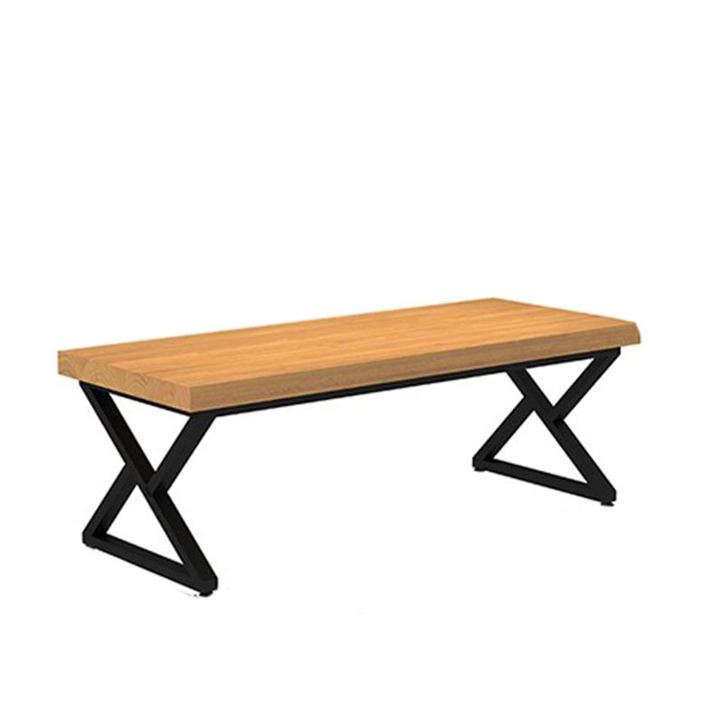 Pine Solid Wood Dining Table Industrial Rectangle Table with Double Pedestal