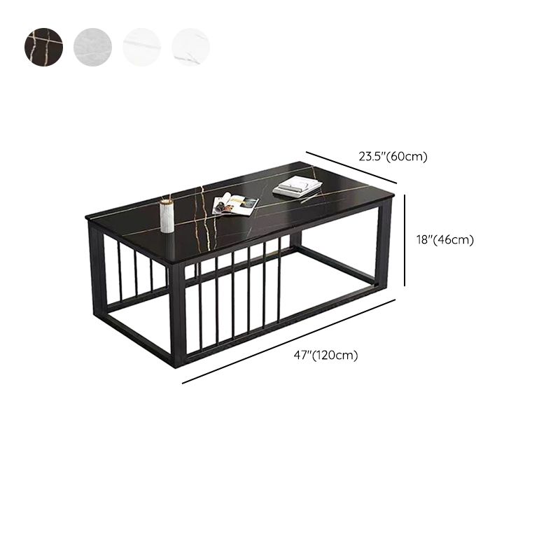 Contemporary Stone Coffee Table Rectangle Frame Coffee Cocktail Table
