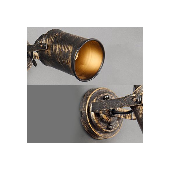 Lámpara de apliques de cilindro de metal Vintage 1 Cafetería ligera Cafetería Luz colgante de pared en latón