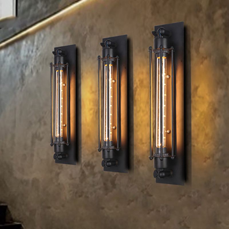Illuminazione da parete rettangolo metallica in stile industriale 1 lampada da parete leggera