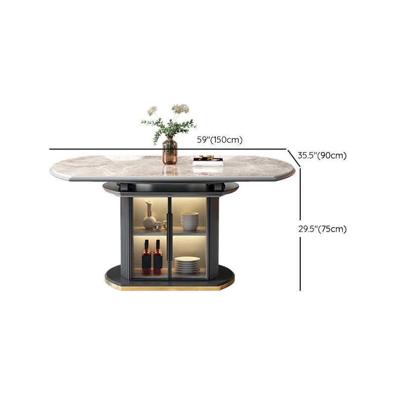 Modern Stone Foldable Dining Table with Lockers for Dining Room
