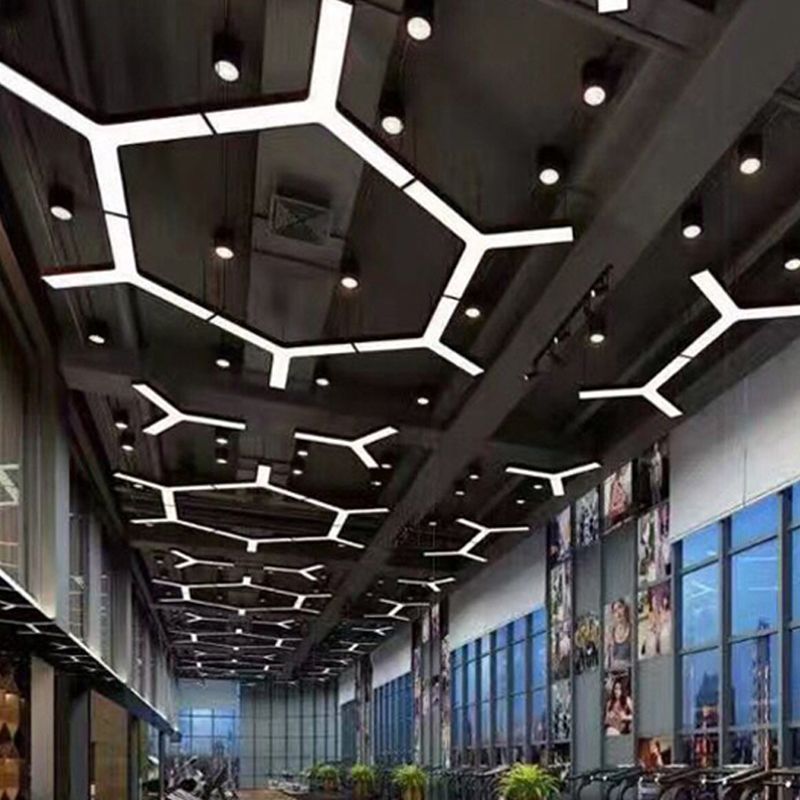 Y-Shape Pendant Light Fixture Modern Style Metal LED Office Hanging Pendant Light in Black