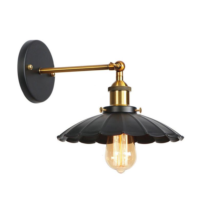 Cone Wall Lighting Industrial Metal 1 Light Rustic Wall Sconces in Black