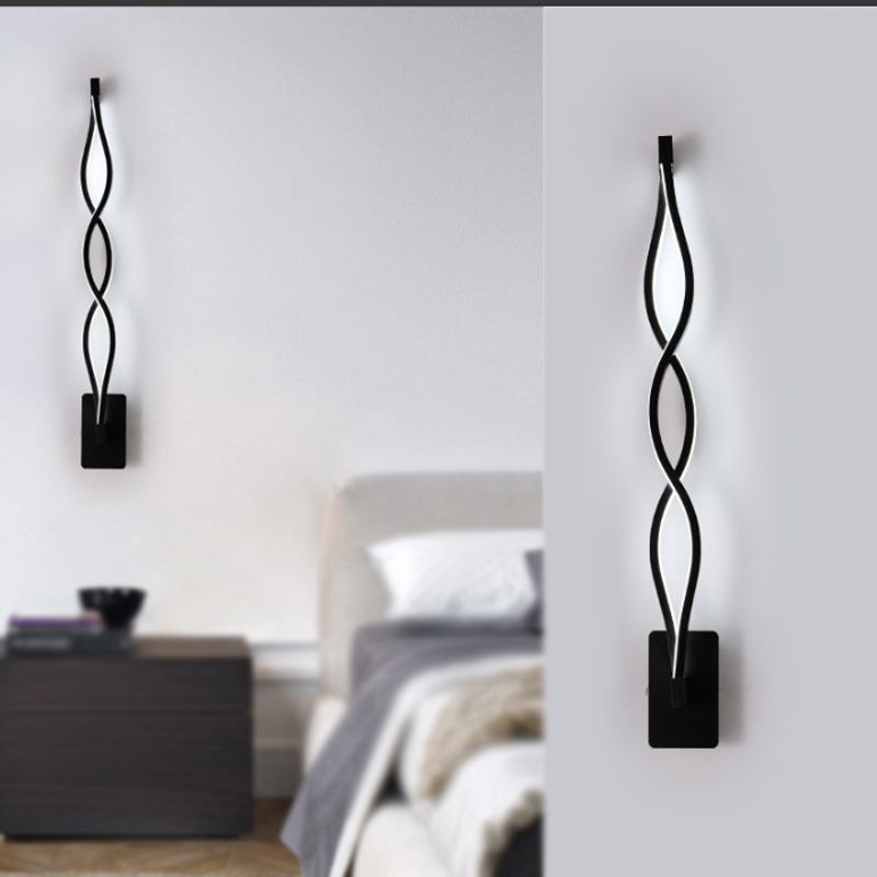 Acrylic Intertwined LED Wall Sconce Simplicity 1 Light Black/White Sconce Lighting in Warm/White Light