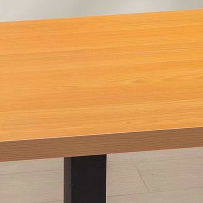 Modern Manufactured Wood Top Black Metal Pedestal Dining Table
