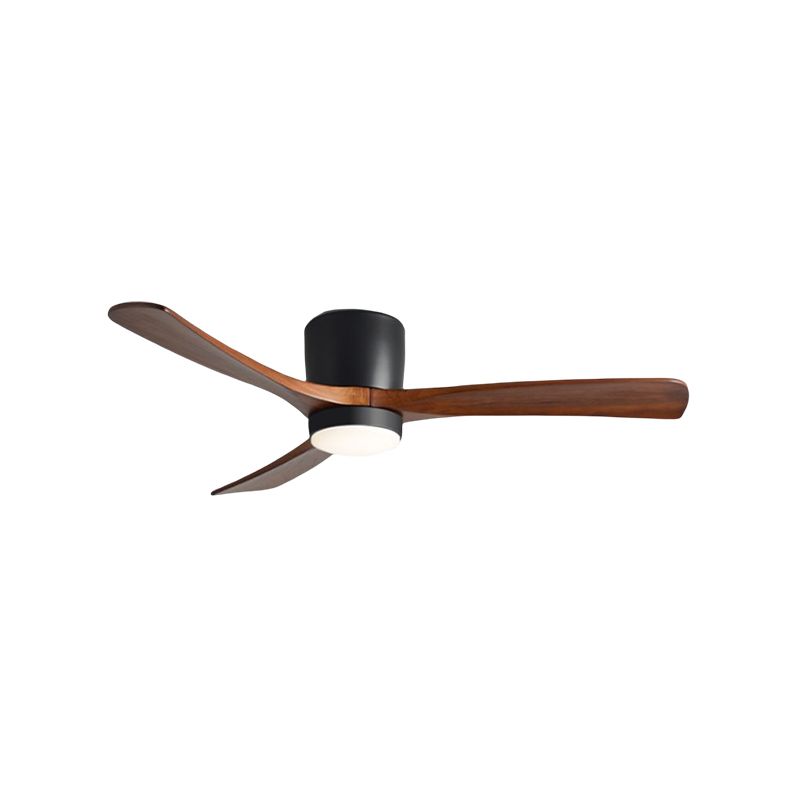Contemporary Ceiling Fan Light Fixture Wooden LED Ceiling Flush Mount for Bedroom