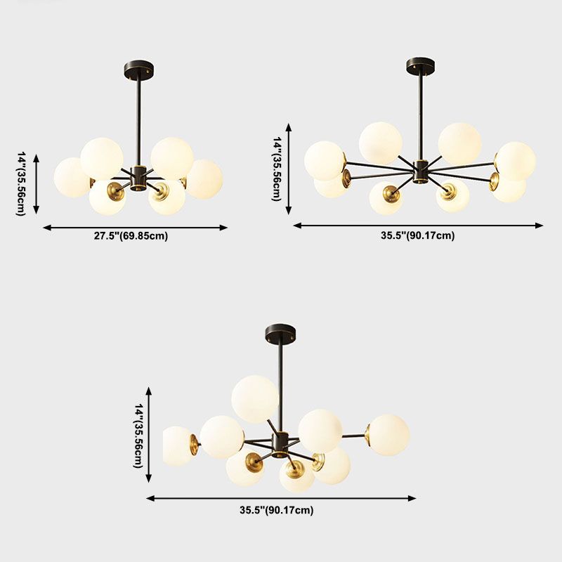 Moderne stijl wit glas kroonluchter verlichting multi -lights bol plafond hanglamp