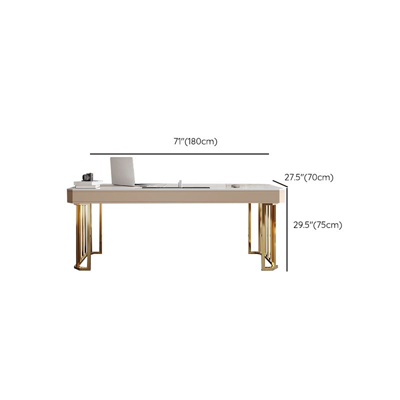 0/6-Drawers Writing Desk Rectangular Shaped Office Desk in White