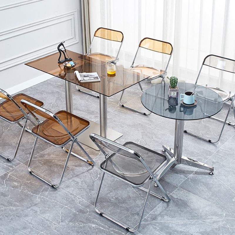 Round 3 Legs Minimalist Style Dining Table Three-Color Fixed Table of Glass