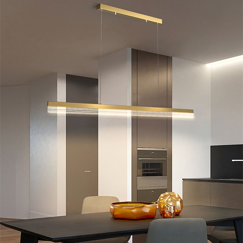 Linear Hanging Lamp Modern Mental 1 Light Hanging Light for Dining Room