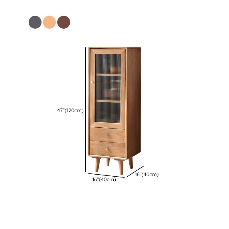 Glass Paned Accent Cabinet Modern Style 1-Door Chest with Drawers