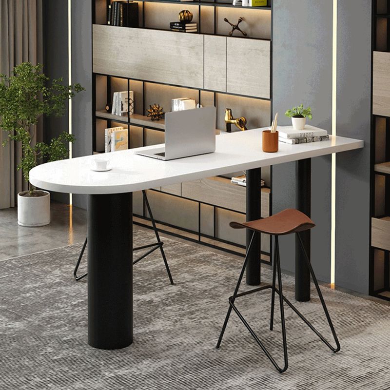 White Solid Wood Top Bar Height Table Industrial Style Metal Legs Bar Table