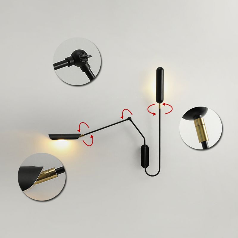 Black Modern Wall Sconce Geometric Shape Wall Light with Metal Shade for Living Room