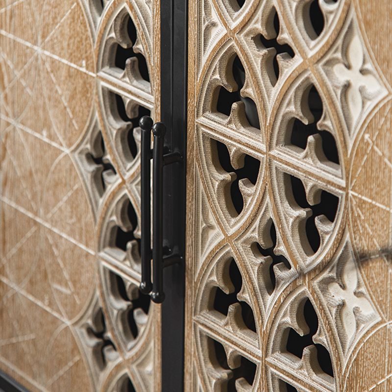 Industrial Accent Cabinet Metal and Wood Chest in Distressed Finish