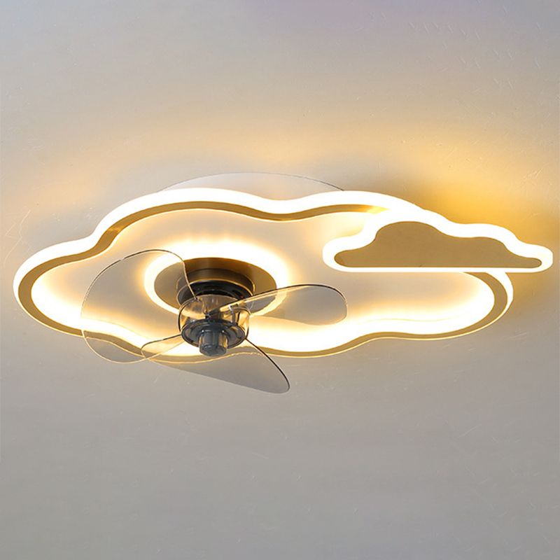 Children Cartoon Shaped Fan Lighting Acrylic LED Bedroom Semi Flush Mount Ceiling Fixture