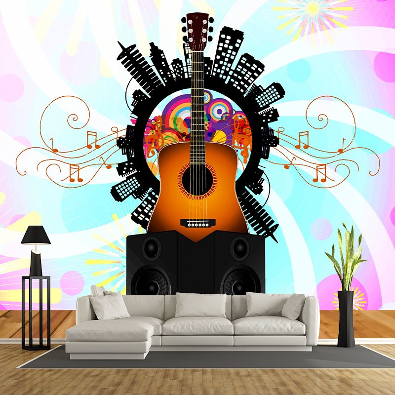 Musical Elements Mildew Resistant Wallpaper Illustration Sleeping Room Wall Mural