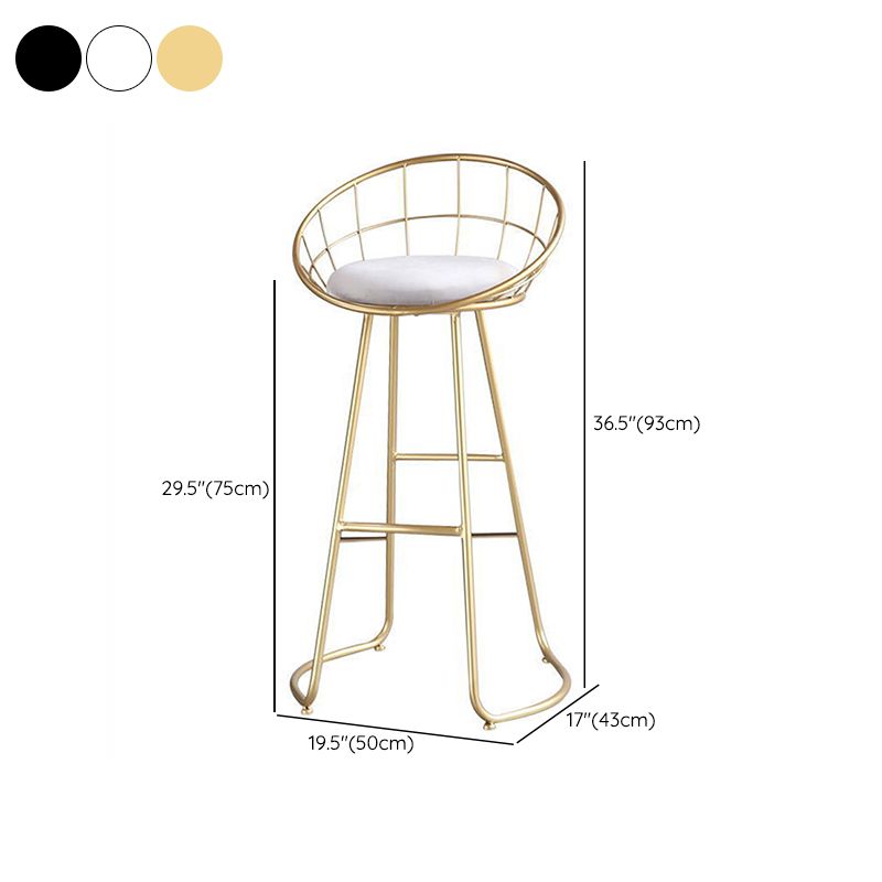 Contemporary Low Back Bar Stools Metal Barstool with Cushion for Bar