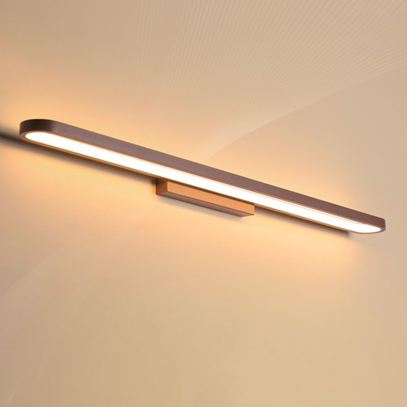 Lineal estilo moderno moderno tocador de tocador 1 luz de espejo LED de luz para el baño en marrón