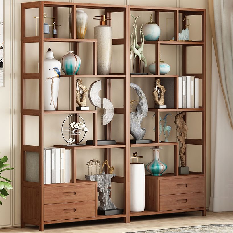 Etagere Shelf Bookcase Brown Vertical Bookshelf for Home Office