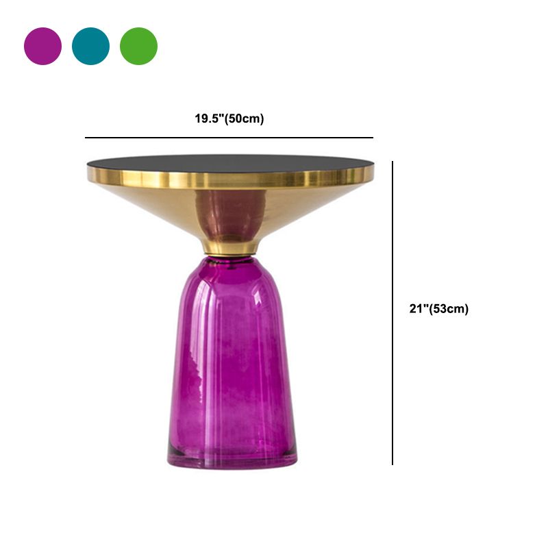 Pedestal Cone Coffee Table Modern Round Glass Top Cocktail Table