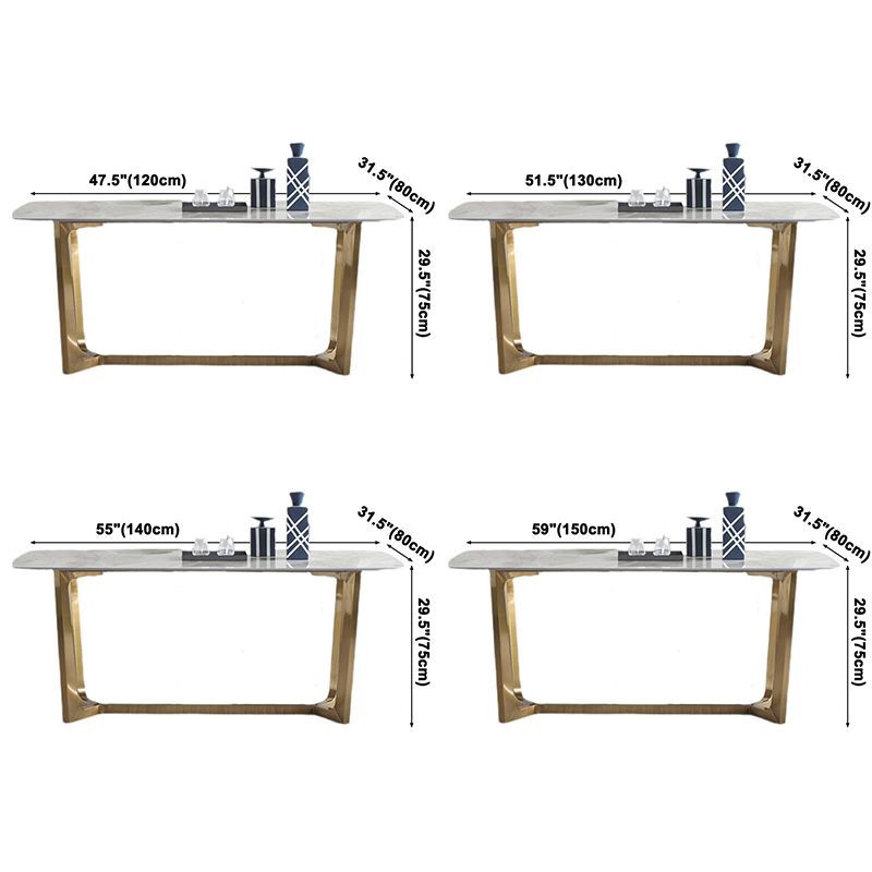 Mesa de comedor rectangular moderno de metal Mesa de piedra sinterizada para el comedor