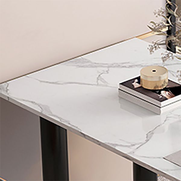Freeform Sintered Stone White Table for Restaurant Luxury Table with Black 3 Legs
