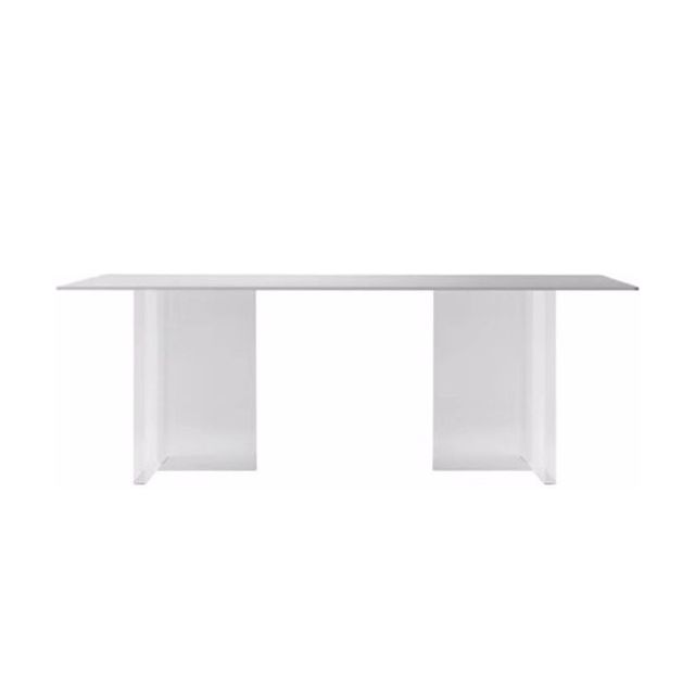Simplicity Dinette Table Rectangle Stone Dinner Table in White