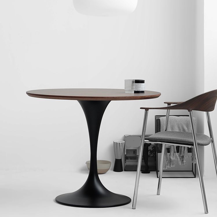 Modern Style Round Table Wooden Dining Table with Pedestal Base for Kitchen