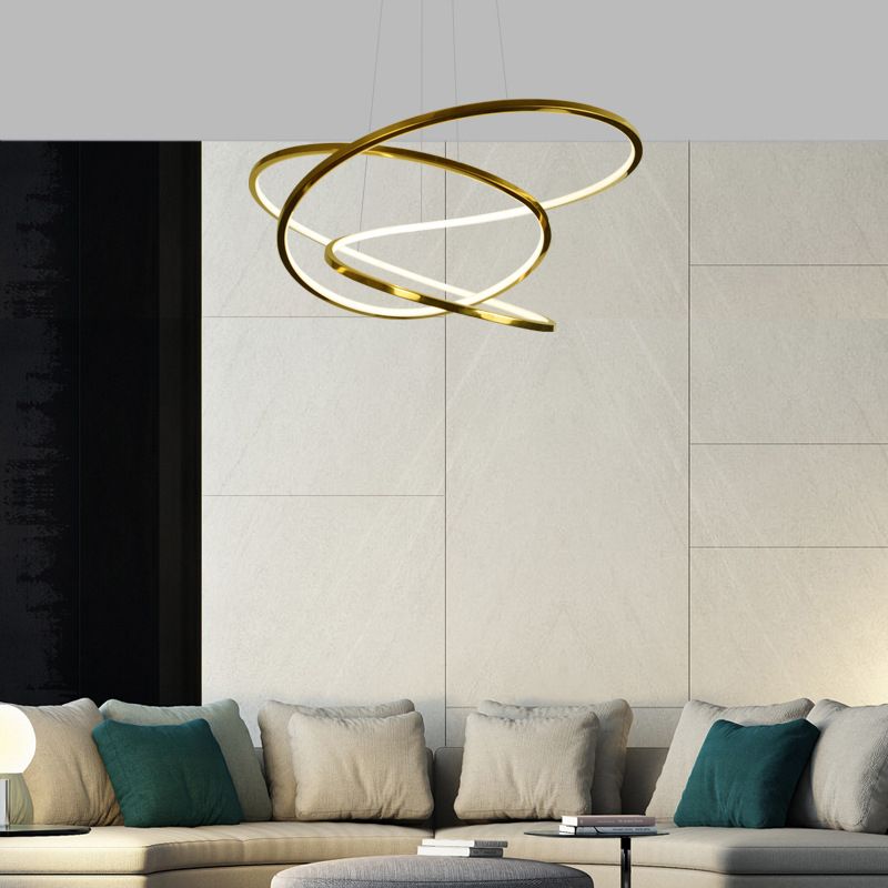 Modern Cycle Chandelier Stainless Steel Pendant Ceiling Lights with Adjustable Hanging Cord for Living Room