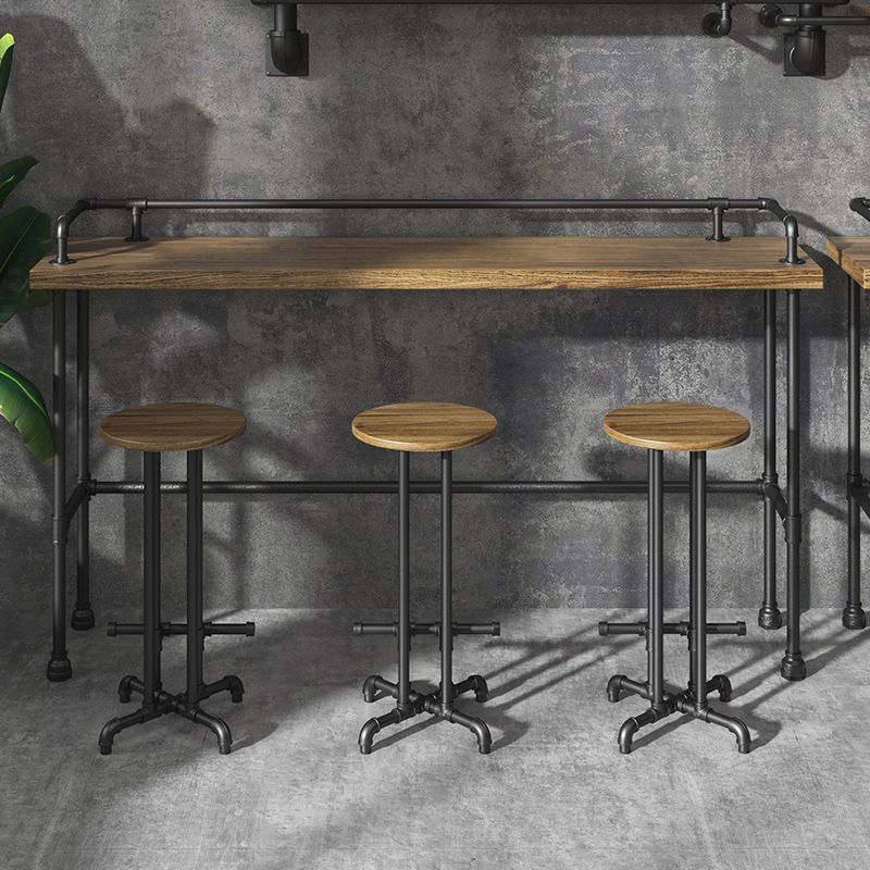 Rectangle Solid Wood Bar Table Set Industrial 1/4 Pieces Counter Table with High Stools