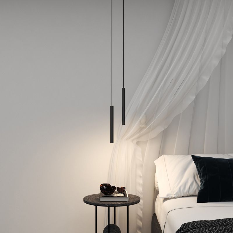 Black Line Shape One-Light Pendant Light Modern Pendant Lighting for Bedroom