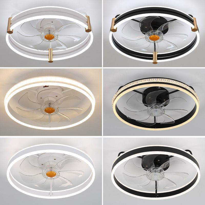 Lampada per ventola a forma di loop semplice camera da letto acrilico semifulco a monte LED