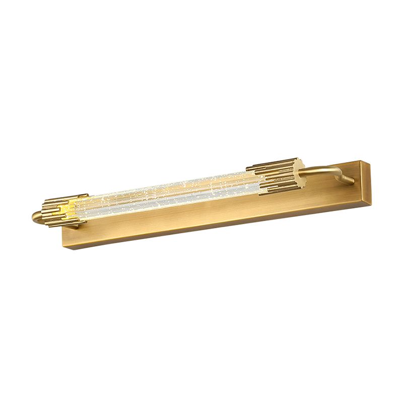 Geometric Shade 1-Light Mirror Wall Sconce Modern Style Crystal Wall Mount Light Fixture in Brass