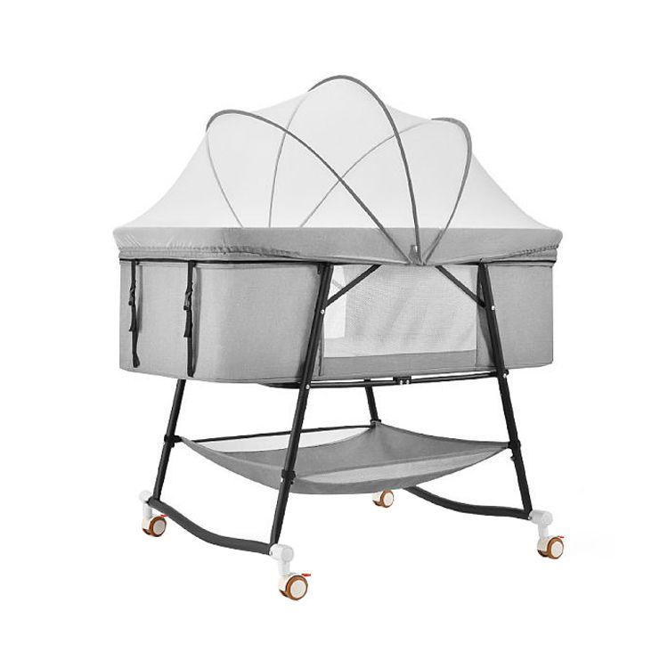 Gliding Crib Cradle Square Metal Cradle with Canopy for Newborn