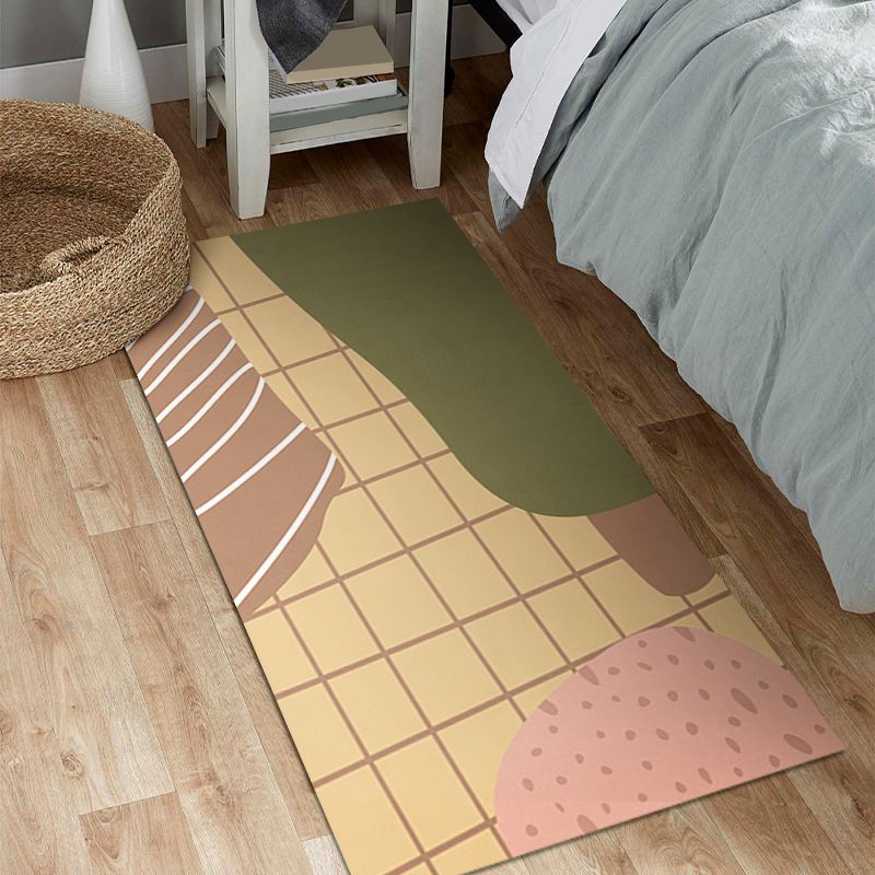 Nordic Dark Brown Rug Polyester Color Lump Rug Tear Resistant Rug for Bedroom