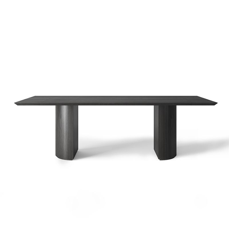 Solid Wood Black Tone Table Simplicity Double Pedestal Table for Dining Room
