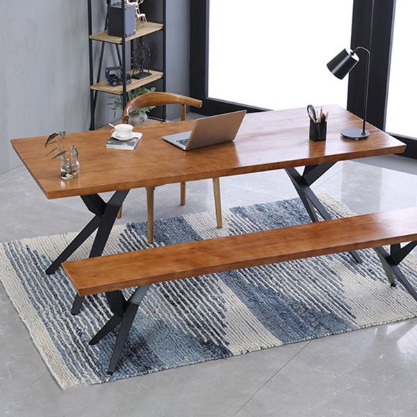 Industrial Rectangle Dining Table Wooden Table with Metal Legs for Home Use
