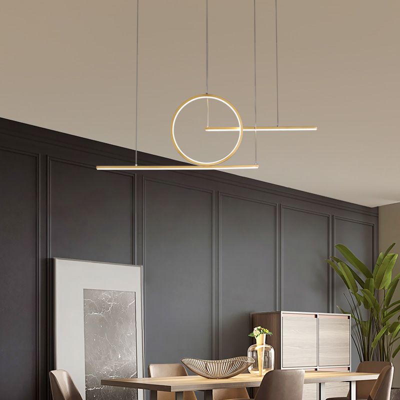 Modern Creative LED Pendant Light Linear 3-Light Hanging Lamp with Silicone Shade