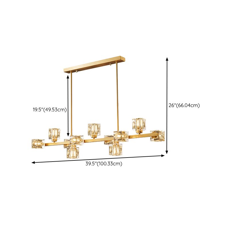 Contemporary 7/9/11/13/15-Light Golden Kitchen Island Lighting LED Ceiling Light