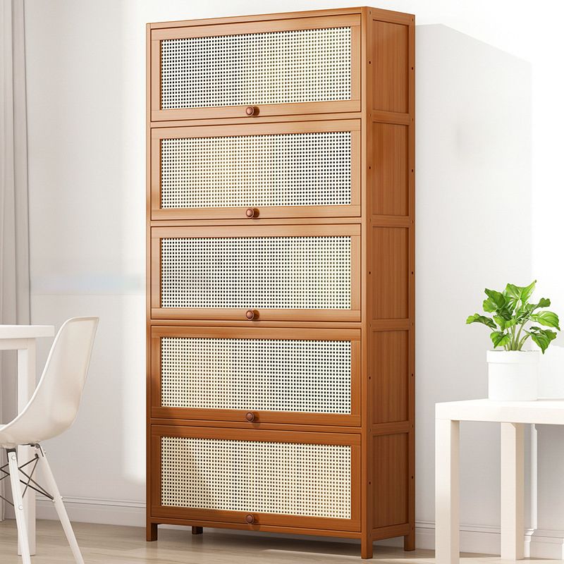 Bamboo Contemporary Bookshelf Standard Bookcase with Cabinets